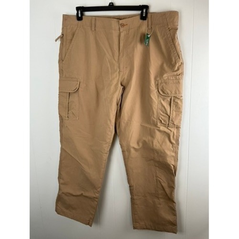 LL Bean Allagash Flannel Lined Cargo Pants Mens 44x32 Dark Khaki Camo 505908